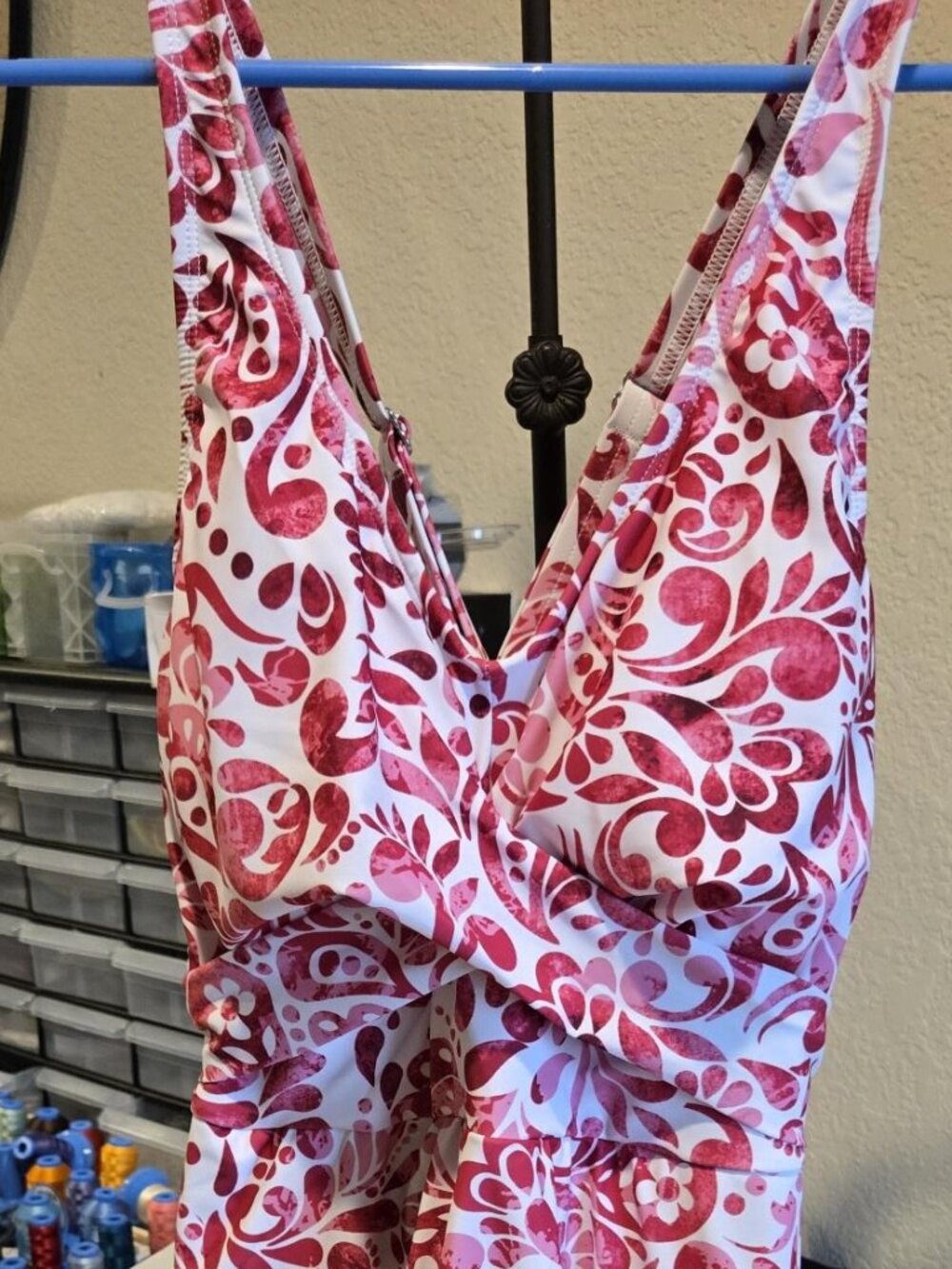 Bloomchic Swim Dress Twist know V Neckline Open Back Size 14-16